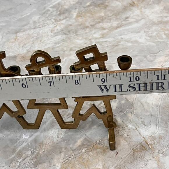 Classic Brass Hanukiah - Israel Cart Brass Candlestick Holder Menorah Candelabra Hanukkah Candle
